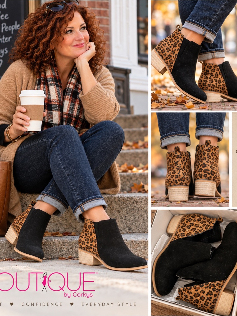 Boutique Black & Leopard Chelsea Ankle Boots